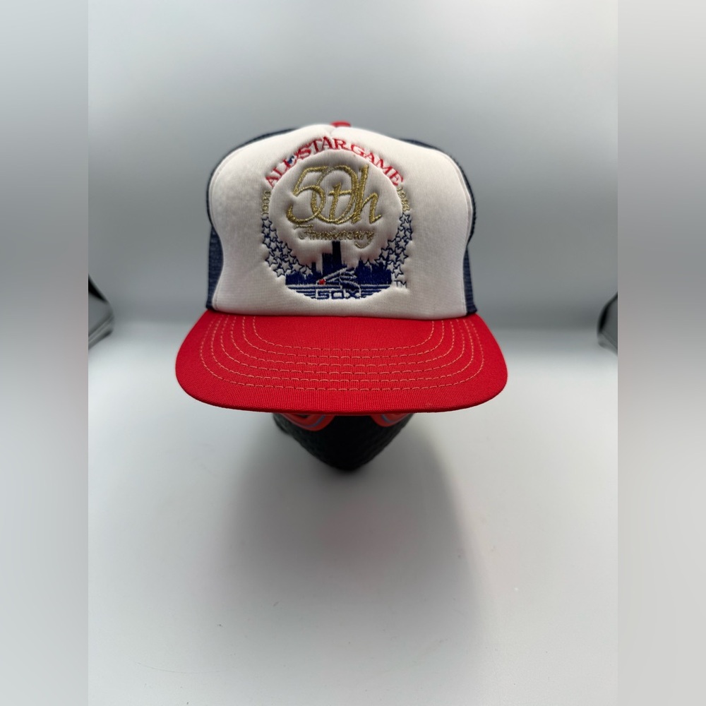 CHICAGO WHITE SOX 50th ANNIV ALL STAR GAME VTG MESH TRUCKER SNAPBACK HAT CAP M